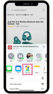 Product page for JLab Flex True Wireless Earbuds with sharing options.