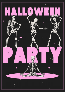 Black And Pink Halloween Party Invitation
