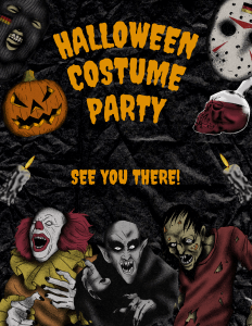 Black Orange Creative Bold Dark Halloween Party Flyer