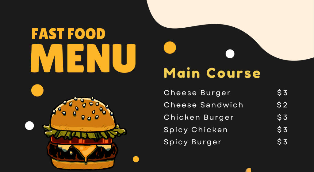 Greasy Food Day 1 fast food menu with a burger on it