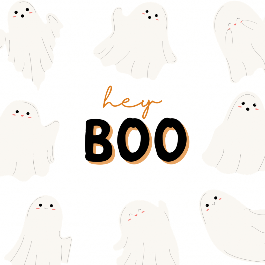 Boo-tiful Treats: Crafting the Perfect Halloween Boo Basket! 1 picture of cute ghosts with text reading "hey boo"