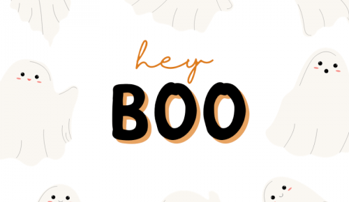 picture of cute ghosts with text reading "hey boo"