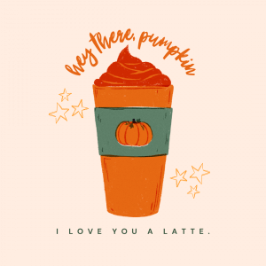 Creative of coffee cup with pumpkin whipped cream