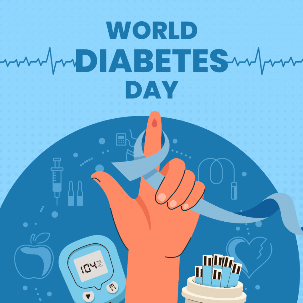 Diabetes Health 1 Blue Illustration With Type World Diabetes Day Instagram Post 1