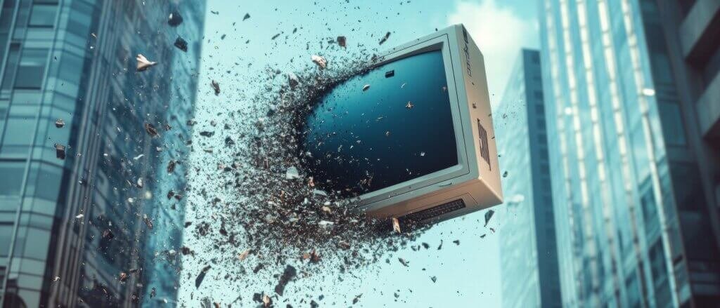 computer thrown out window